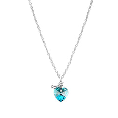 Yellow Chimes Valentines Blue Crystal Heart Necklace by Yellow Chimes Silver Plated Pendant for Women (Blue, Silver) (YCFJPD-SPRHRT-BL)