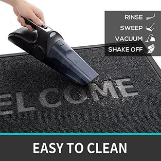 Welcome Mat Front Door Mats Outdoor, 45X75cm Door Mat Outdoor Entrance, Heavy Duty Non Slip Waterproof Rubber Outside Door Mats, Welcome Mats Outdoor All Weather for Entryway, Patio, BlackGrey