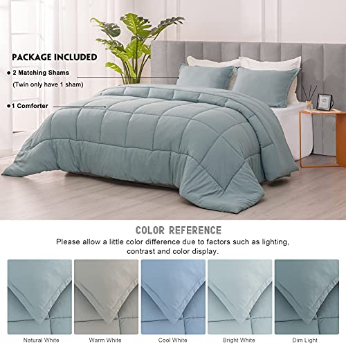 RECYCO Full Queen Comforter Set, Lightweight Ultra Soft Down Alternative Quilted Comforter, Duvet Insert Bedding Sets with Pillow Sham for All Season, Sage Green