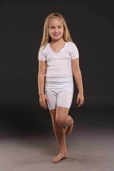 Girls White Undershirt Tshirt and Short, Girls white underwear set (1-2 year)