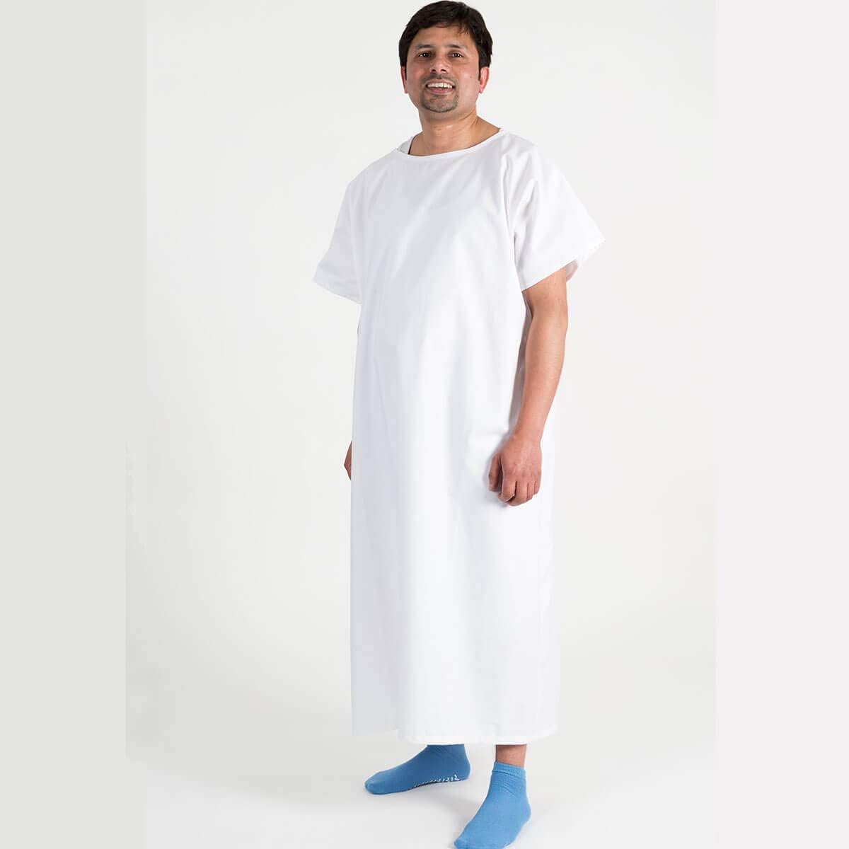 Hospital Patient Operation Gown One Size, Unisex Fit, Opening at Back - As Used by The NHS, White With Diamond Pattern, White With Diamond Pattern