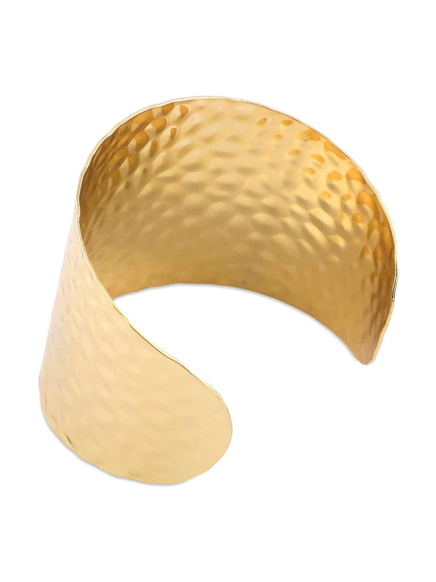 Zaveri Pearls Gold Tone Classy Contemporary Hammered Cuff Bracelet-ZPFK10539 One Size