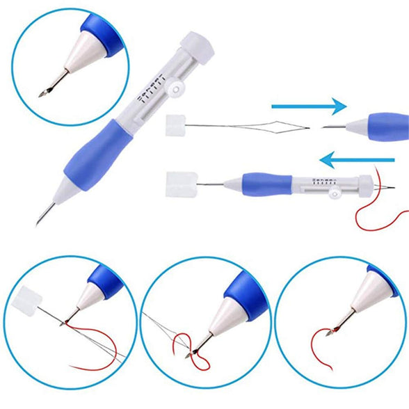 (Punch Needle) - [Upgraded]Punch Needle Embroidery Kit,Magic Embroidery Pen Punch Needle Set with 50 Colours Threads & Embroidery Tools