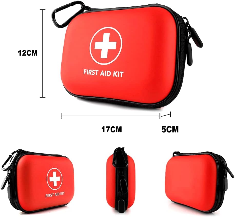 106-Pcs First Aid Kit Clean, Treat, Protect Minor Cuts, Scrapes. Home, Office, Car, School, Business, Travel, Emergency, Survival, Hunting, Outdoor, Camping & Sports (106 Pcs Red)