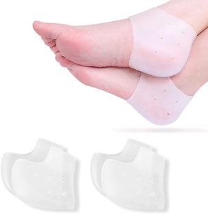 Heel Protectors, 2 Pairs Gel Heel Pads Cushion for Blister Prevention Achilles Tendinitis, Heal Dry Cracked Heels Plantar Fasciitis Inserts, Breathable Heel Cups for Heel Pain Men and Women