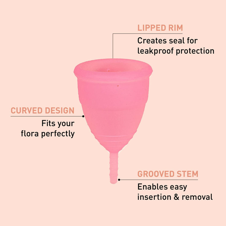 Sirona Pro Reusable Menstrual Cup for Women with Pouch - Mini Intimate Wash & Cup Wash | Wear for 8-10 Hours | FDA Approved | Period Cup Super Soft, Flexible, Made with Medical-Grade Silicone (Medium)