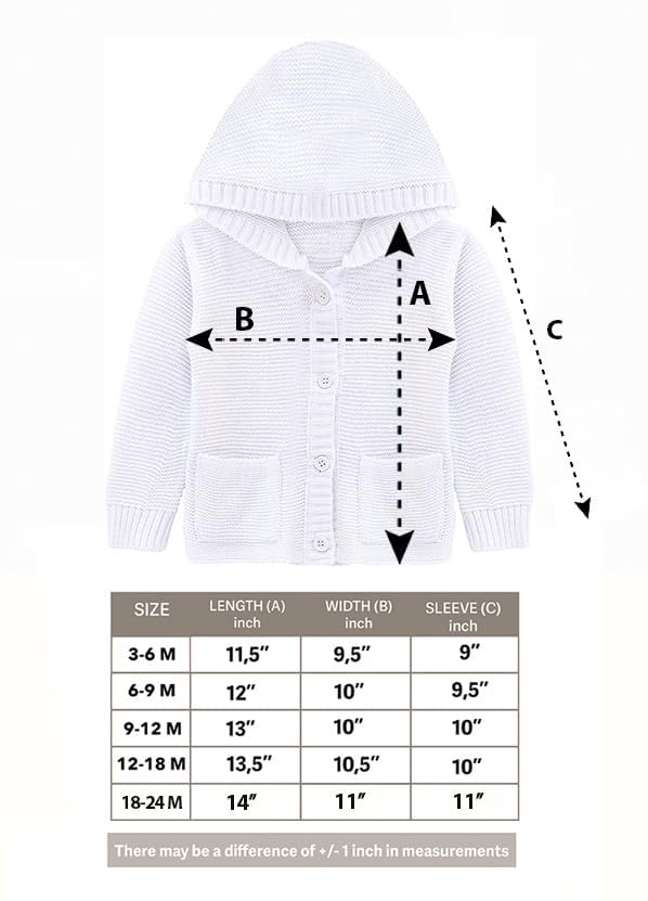 Lilax Baby Boys' Hooded Cardigan, Soft Knit Ribbed Button Closure Sweater 6-9M