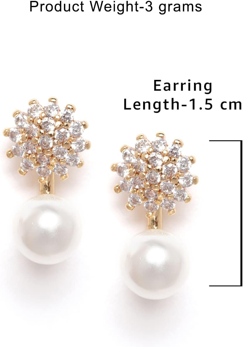 ZAVERI PEARLS Contemporary Stud Earrings For Women (Golden) (Zpfk9516)