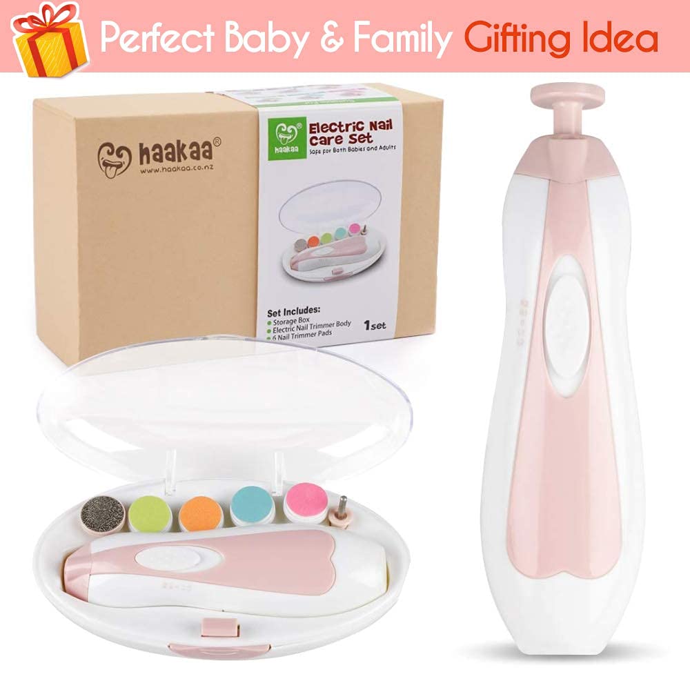 haakaa Baby Nail Trimmer - Safe Electric Baby Nail Clippers | Whisper Quiet Nail File Kit for Newborn | Infant Toddler Grooming & Manicure Set -Toes,Fingernails Care,Polish & Trim