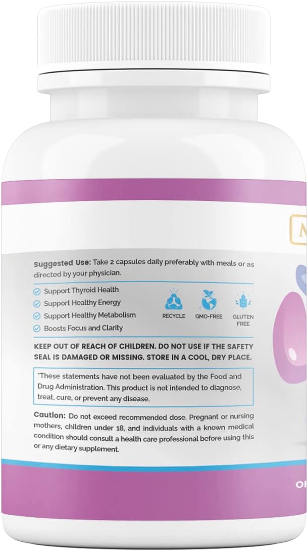 Maximize Within Thyroid Support Supplement for Women & Men - Focus, Mental Clarity & Energy with Ashwagandha Iodine Zinc Kelp Vitamin B12 L Tyrosine Selenium Copper Bladderwrack- 60 Count