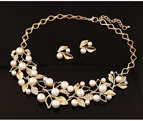 Yellow Chimes Necklace with Earrings Collection Gold Plated and Pearl Jewellery Set for Women