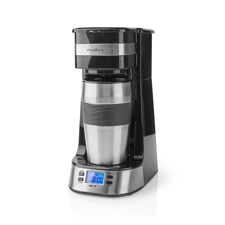 NEDIS coffee machine | max. capacity: 0.4 l | 1 | keep warm | Turn on the timer | Black/Silver 0.80 m Silver/Black
