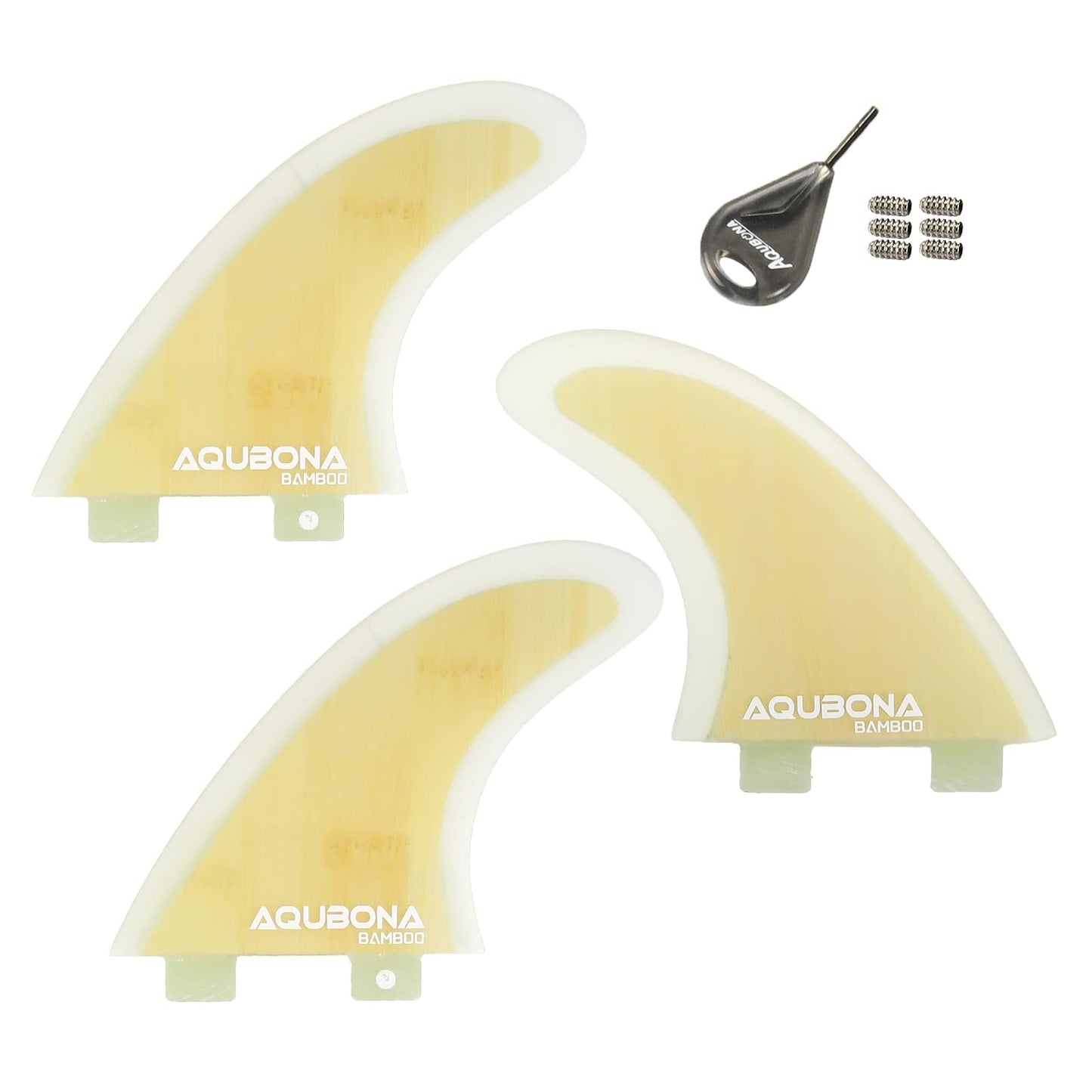 AQUBONA Surfboard Fins, Fiberglass Double Tabs Single Tabs Fins, Thruster (3 Fins) G5 Medium Future Fin for Surfing with Fin Key Screws Bag, Multiple Colour