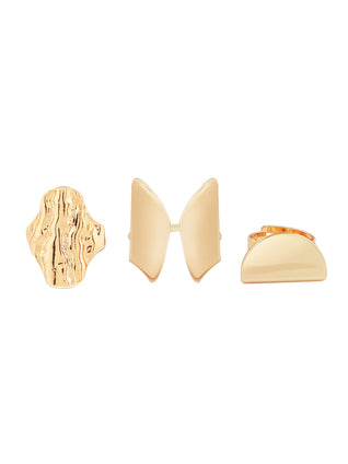Zaveri Pearls Gold Tone Set Of 3 Contemporary Classy Finger Rings-Zpfk10574