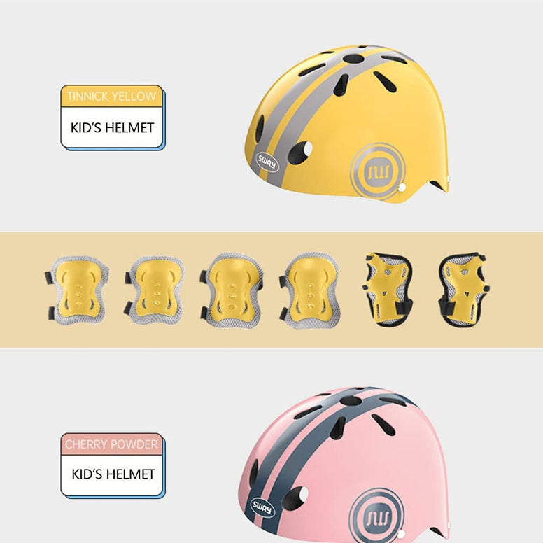 SKADE Bike Helmet 7 in 1 for Kids and Pads Set Adjustable Kids Bike Knee Pads Elbow Pads Wrist Guards for Scooter Skateboard Roller Skating Cycling Helmet Kids