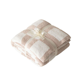 Ultra Soft Cozy Buffalo Checkerboard Grid Fluffy Microfiber Knitted Throw Blanket Lightweight Fleece Checkered Blanket for Sofa Couch Bed Travel Cream 51