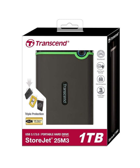 Transcend 1TB 2.5 inch USB 3.1 Military-Grade Shock Resistance Portable Hard Drive