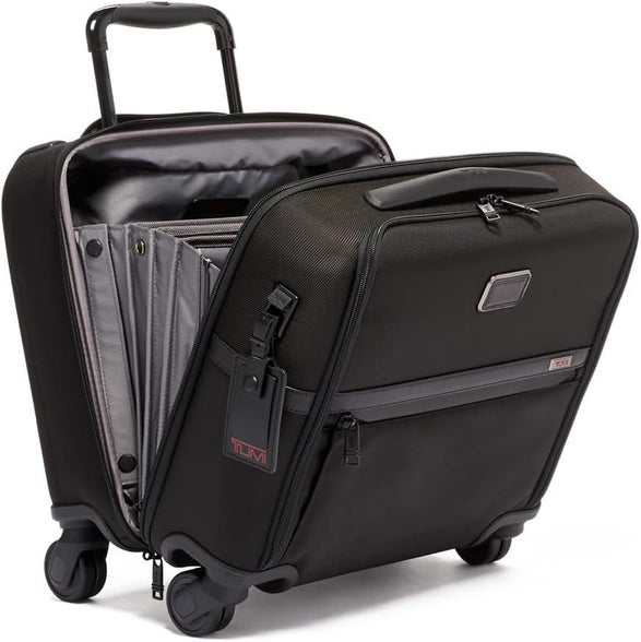 TUMI - Alpha 3 Carry-On 4 Wheeled Laptop Compact Brief Briefcase - 15 Inch Computer Case for Men and Women, Black, One_Size
