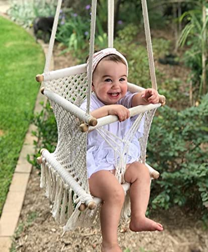 Swing Chairs-Handmade Swing-Baby Swing Chair-Toddler Swing-Indoor Swing-Hammock Chair-Baby Hammock-Outdoor Swings (Natural)