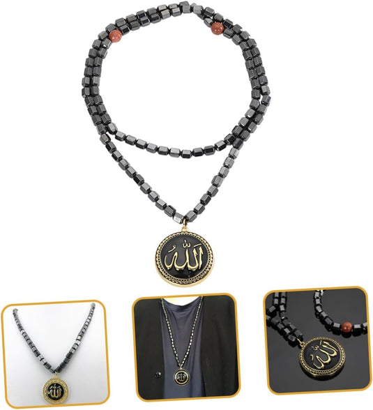 SOIMISS Quran Necklace male necklace pendant neck chain mens jewellery choker necklace for men beaded necklace men accessories jewelry bead bracelet men and women volcanic rock magnet