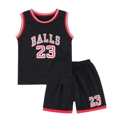 CM C&M WODRO Toddler Kid Basketball Jersey Outfit Baby Boy Girl Letters Tank Top + Track Shorts Sets Boy Summer Clothes (Black, 4-5T, 4 Years)