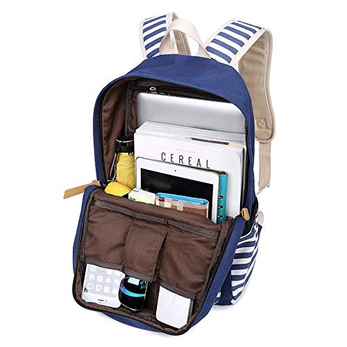 School Backpack,Student Canvas Bookbag Lightweight Laptop Bag with Shoulder Bags and Pen Case for Teen Boys and Girls