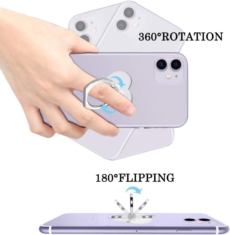 6 Pcs Transparent Mobile Phone Ring Holder, SENHAI Round and Heart-shaped 360 Degree Rotating Universal Ring Buckle Grip Stand for Smartphones, Tablets