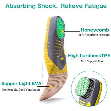 Shock Absorption Shoe Insoles with Honeycomb Cushion and Arch Support for Man and Women