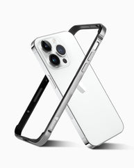 RAEGR iPhone 15 Pro Max Case | Anodized Aluminum Bumper | Supports Mag-Safe Wireless Charging | Edge Armor Protective Minimal Case Designed for iPhone 15 Pro Max (6.7-Inch) (2023) - Silver RG10537