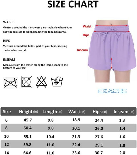 EXARUS Girls Flowy Butterfly Shorts Athletic 2 in 1 Running Skirt Shorts Cheer Tennis Dance Preppy Kids Clothes 6-14Y