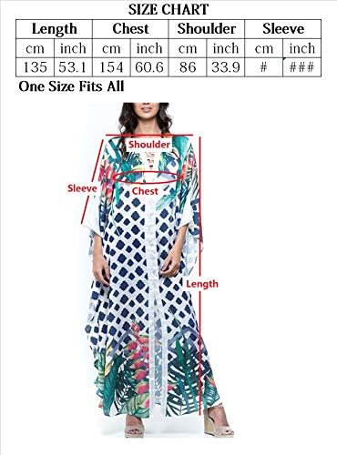 YouKD Summer Floral Loose Caftan Boho Beach Bikini Cover Up Dress Plus Size Robe for Women