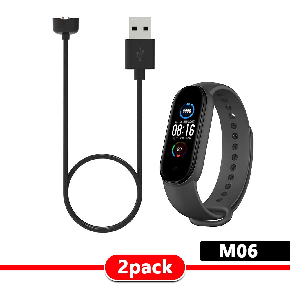 MARGOUN 2 Pack for Xiaomi mi band 6 Strap mi 5 Silicone Watch Band with Charger Cable Magnetic USB Fast Charger for mi 6/mi 5