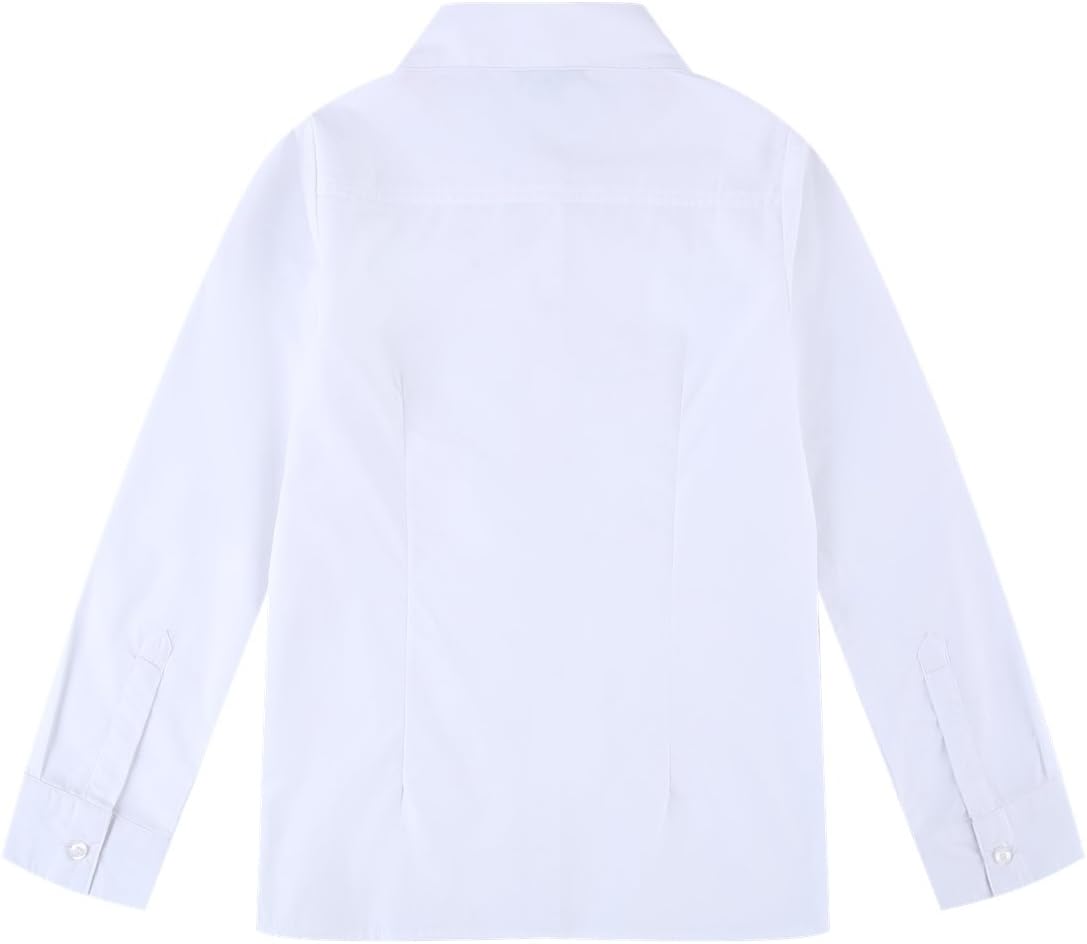 Bienzoe Girls Long Sleeve Shirt: Kids School Uniform Button Down Cotton Oxford Blouse