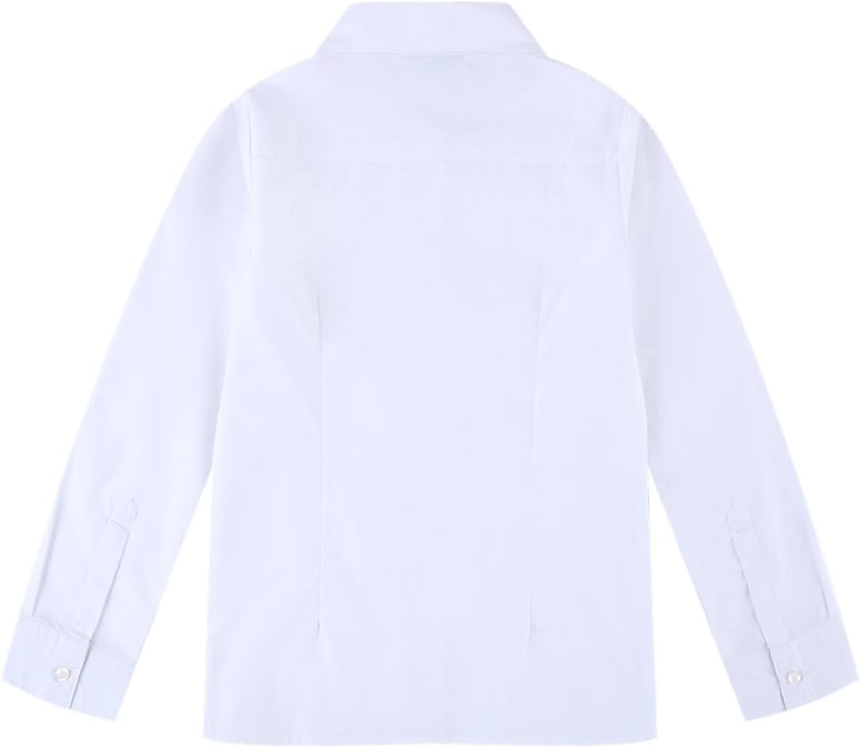 Bienzoe Girls Long Sleeve Shirt: Kids School Uniform Button Down Cotton Oxford Blouse