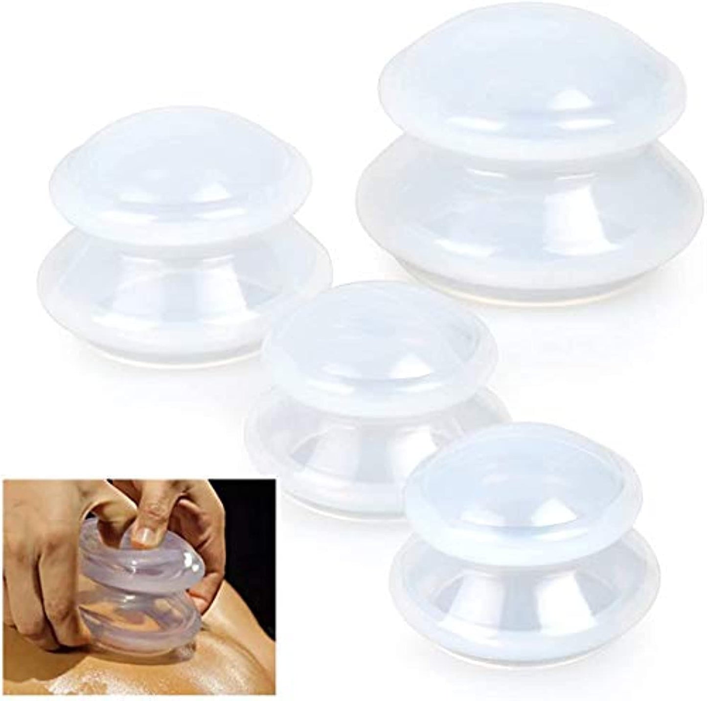 4 Sizes Advanced Cupping Therapy Sets, Silicone Vacuum Suction Cupping Cups for Muscle and Joint Pain Cellulite, etc