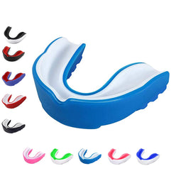 Sports Mouth Guard for Kids Youth /Adults-Mouthguard for Lacrosse, Basketball, Karate, Flag Football, Martial Arts, Rugby, Boxing, MMA, Hockey -Free Carrying Case for Mouthguard(blue white kids)