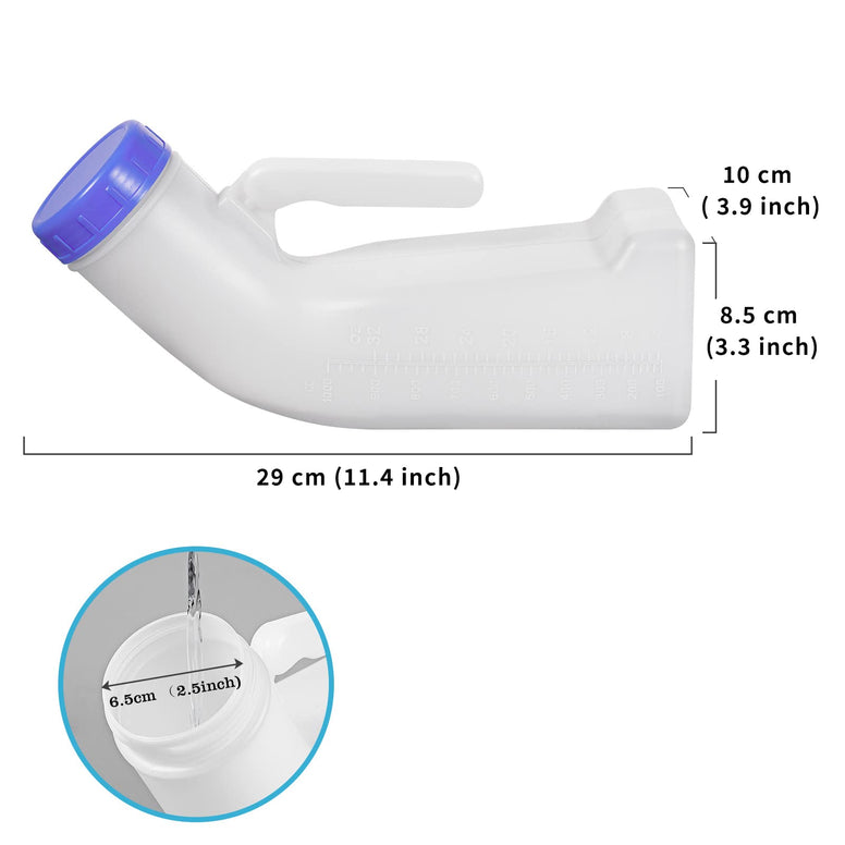 Women Urinals, Portable Pee Cup with Screw Cap Lid and Funnel, Anti-Tipover Design and Sprillproof, Urinal for Women and Men Camping, Car Travel, Outdoor