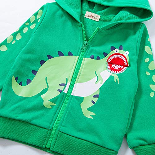 LeeXiang Toddler Boys Full Zip Dinosaur Hoodies Comfortable Sweatshirt