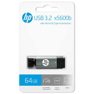 HP x5600B 64GB OTG (Type B) usb3.2 Pen Drive, Grey & Black