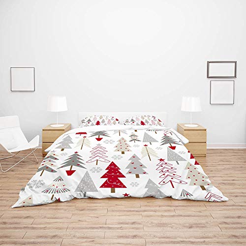 My Daily Christmas Trees Snowflakes Seamless Duvet Cover Set 3 Piece Microfiber Polyester Pillowcases Quilt Bedding Set King Size