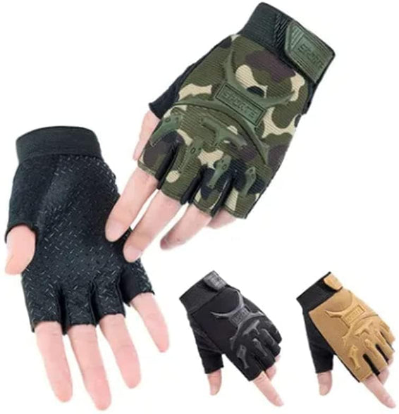 COOLBABY 1 Pair Kids Outdoor Riding Non-slip Breathable Protective Half-finger Gloves