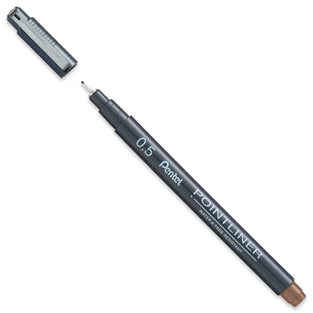 Pentel S20P Pointliner Pigment Liner Technical Drawing Fineliner Pen - 0.5mm - Black, Sepia, Sanguine & Grey Ink - Pack of 4