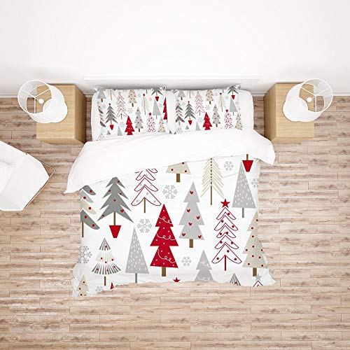 My Daily Christmas Trees Snowflakes Seamless Duvet Cover Set 3 Piece Microfiber Polyester Pillowcases Quilt Bedding Set King Size