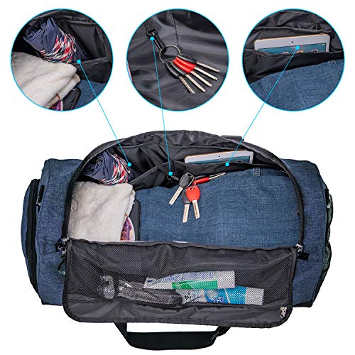 Kuston Sports Gym Bag with Shoes Compartment &Wet Pocket Gym Duffel Bag Overnight Bag for Men and Women