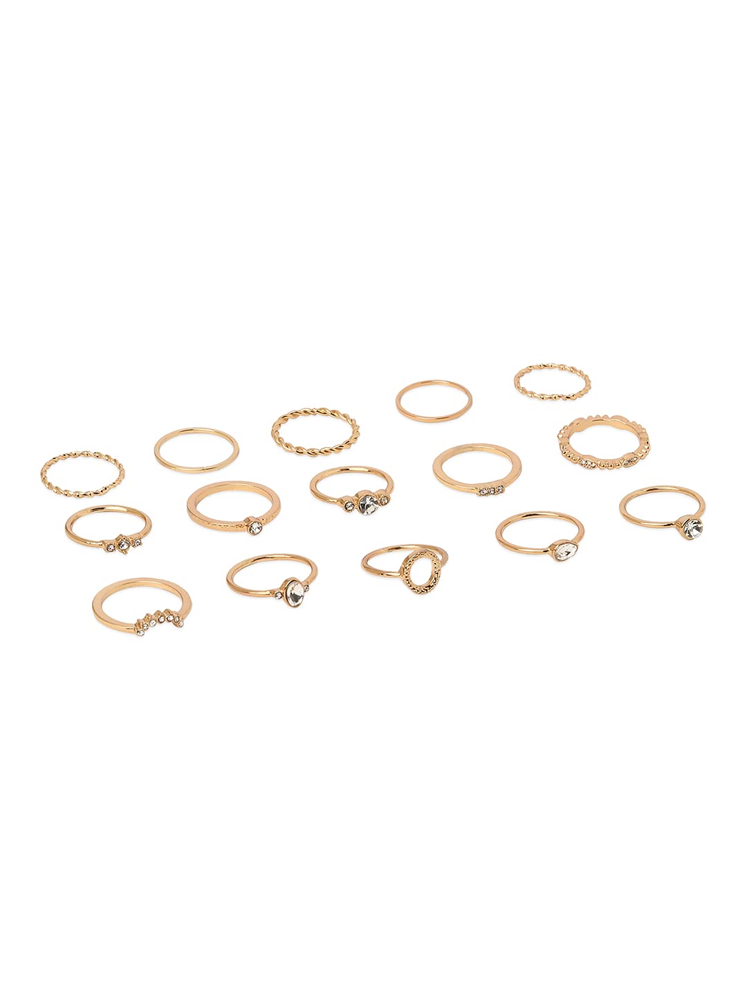 ZAVERI PEARLS Gold Tone Set Of 15 Stunning Stackable Finger Rings-Zpfk10875