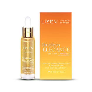 LISEN Anti-Wrinkle Anti Aging Face Serum With Peptides Ceramides Adenosine Particles Timeless Elegance Skin Ampoule For Men Women Sls Paraben Free Korean Skin Care Product 30 Ml 30 Ml Pack Of 1 Gold