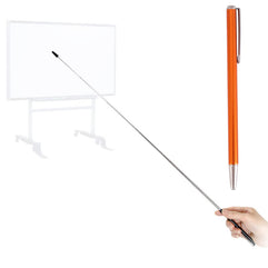 Pointer - Teachers Pointer - Teaching Pointer - Hand Pointer Extended Length, Presenter Whiteboard Pointer, Black Matte with Chrome Trim (Orange)