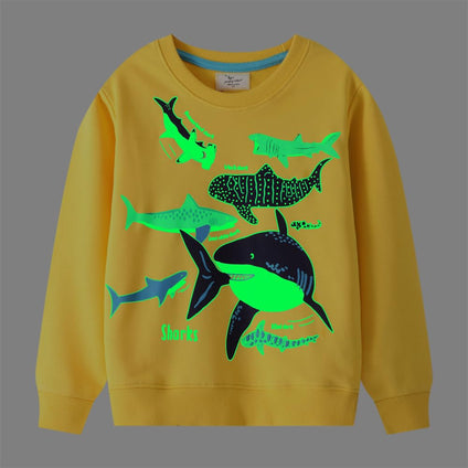 LitBud Toddler boys Cotton Long Sleeve Pullover Sweatshirts Kids Dinosaur Printed Crewneck Tops for 1-12 Years