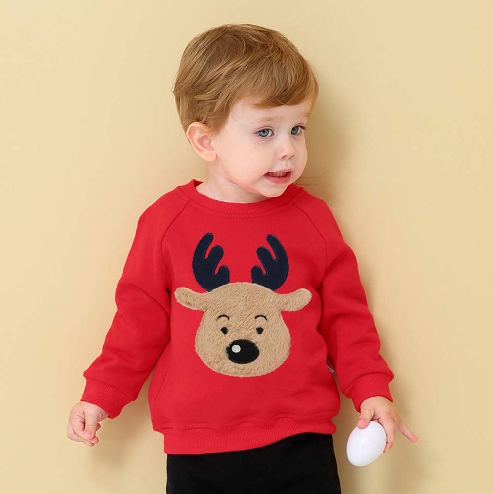 EULLA Boys Christmas Jumper Reindeer Sweatshirt Gift Kids Long Sleeve Dinosaur Tee Shirt Tops Crew Neck Pullover Hoodies Casual Outfit Clothes Age 1-7 Years
