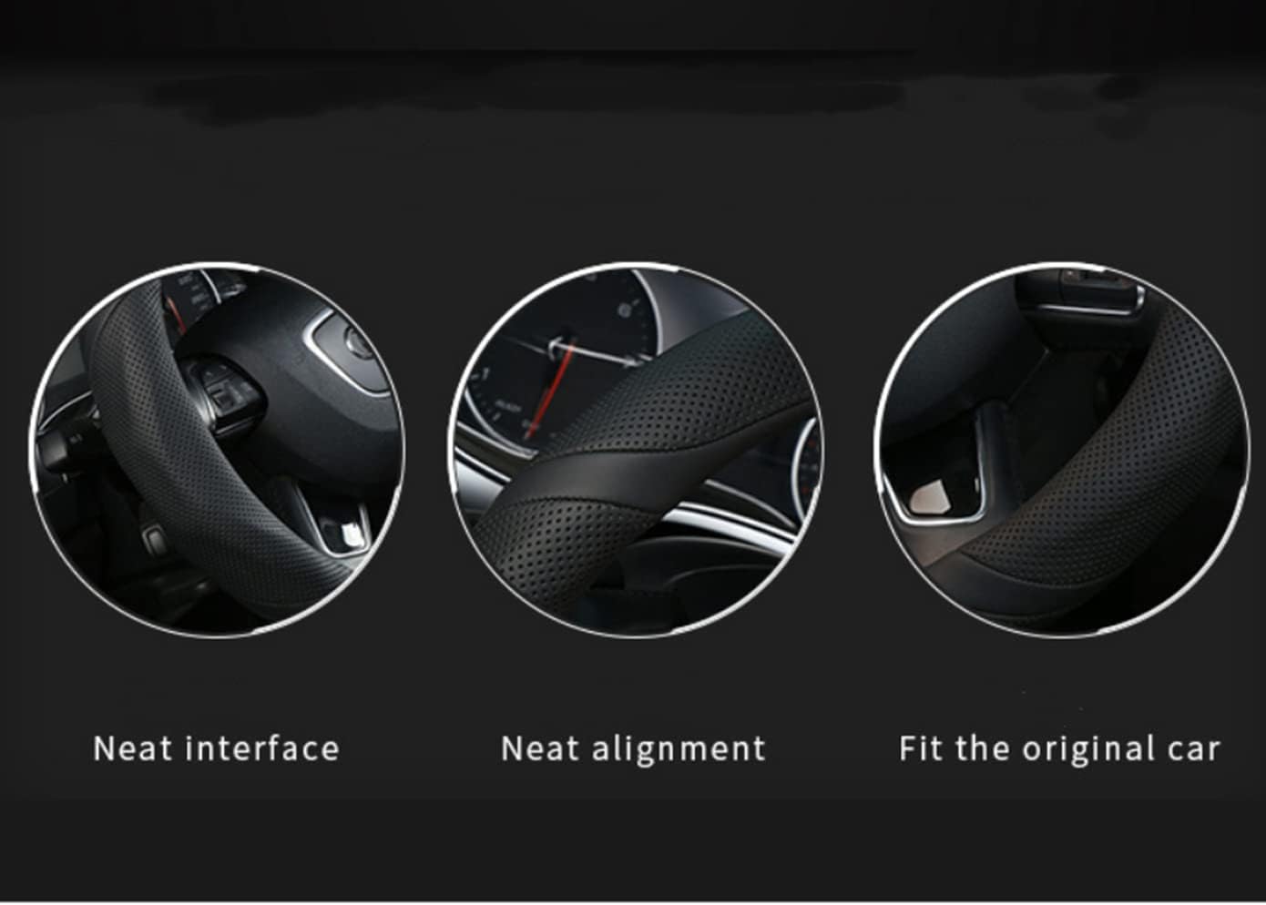 Car Steering Wheel Cover,Microfiber Leather Steering Wheel Cover, Universal 38cm 15 inches,Non-Slip Rubber,Breathable,wear-resistan (Black)